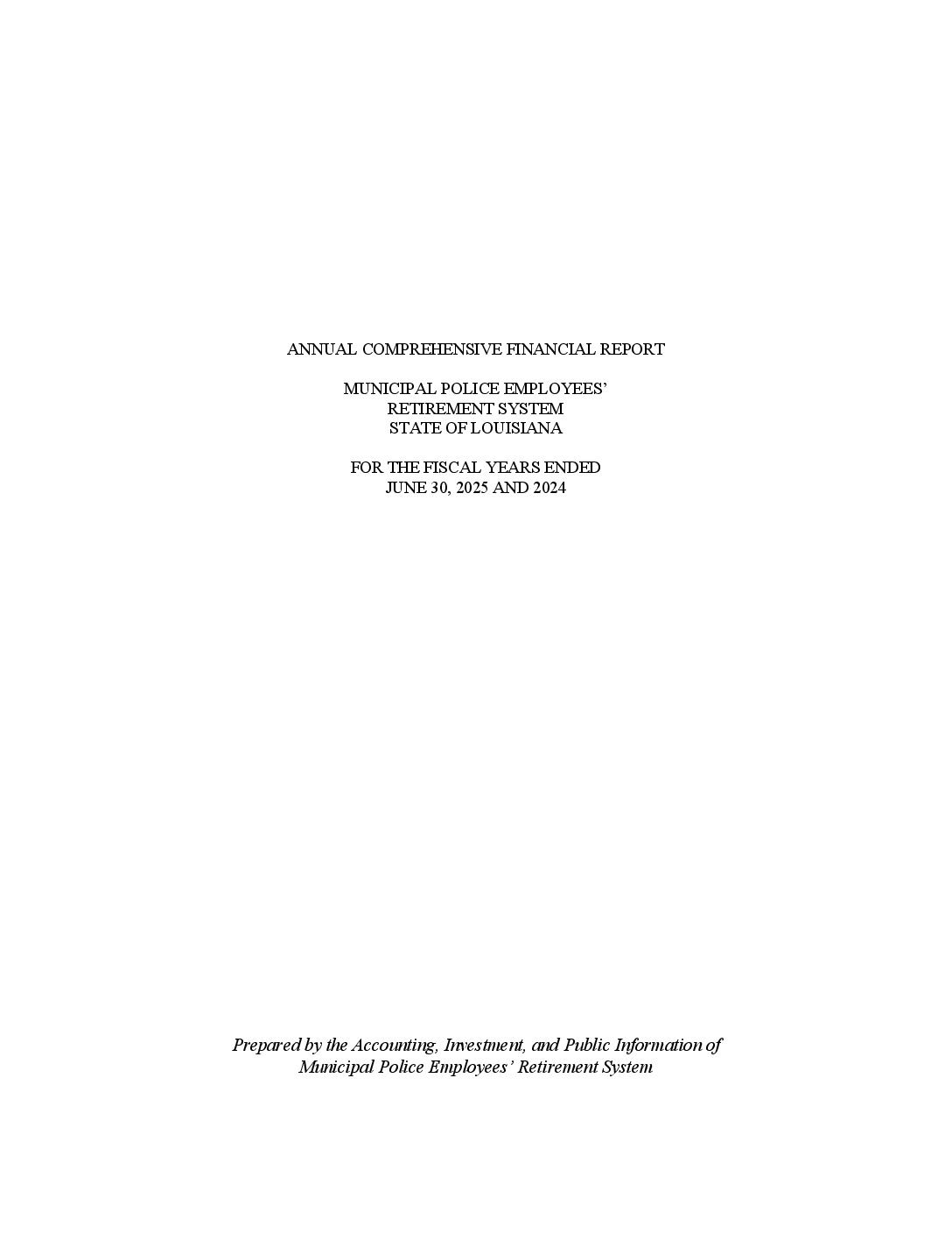 ACFR for the Years Ended June 30, 2025 and 2024